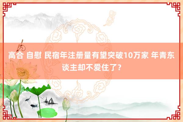 高合 自慰 民宿年注册量有望突破10万家 年青东谈主却不爱住了？