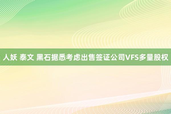 人妖 泰文 黑石据悉考虑出售签证公司VFS多量股权