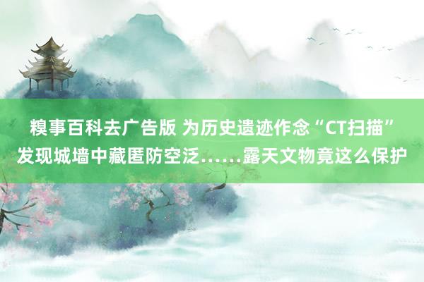 糗事百科去广告版 为历史遗迹作念“CT扫描”发现城墙中藏匿防空泛……露天文物竟这么保护