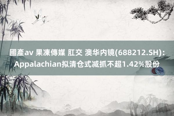 國產av 果凍傳媒 肛交 澳华内镜(688212.SH)：Appalachian拟清仓式减抓不超1.42%股份