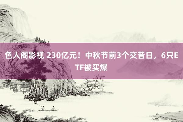 色人阁影视 230亿元！中秋节前3个交昔日，6只ETF被买爆