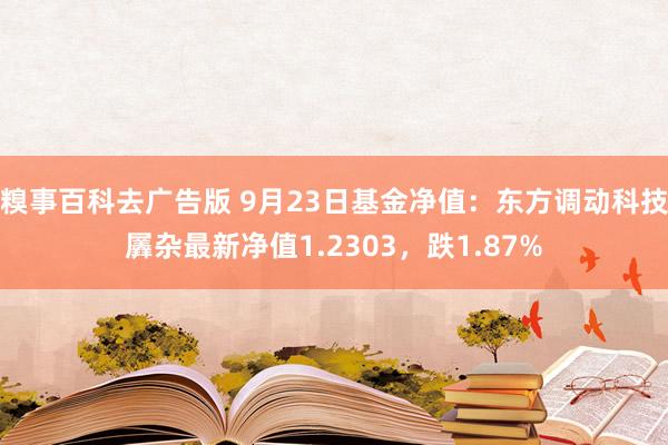 糗事百科去广告版 9月23日基金净值：东方调动科技羼杂最新净值1.2303，跌1.87%