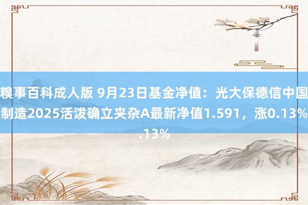 糗事百科成人版 9月23日基金净值：光大保德信中国制造2025活泼确立夹杂A最新净值1.591，涨0.13%