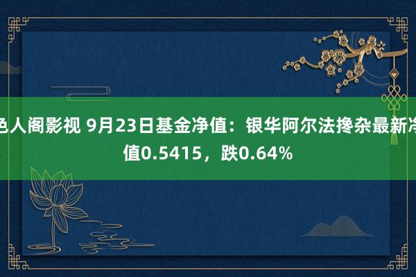 色人阁影视 9月23日基金净值：银华阿尔法搀杂最新净值0.5415，跌0.64%