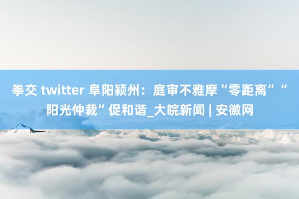 拳交 twitter 阜阳颍州：庭审不雅摩“零距离”“阳光仲裁”促和谐_大皖新闻 | 安徽网