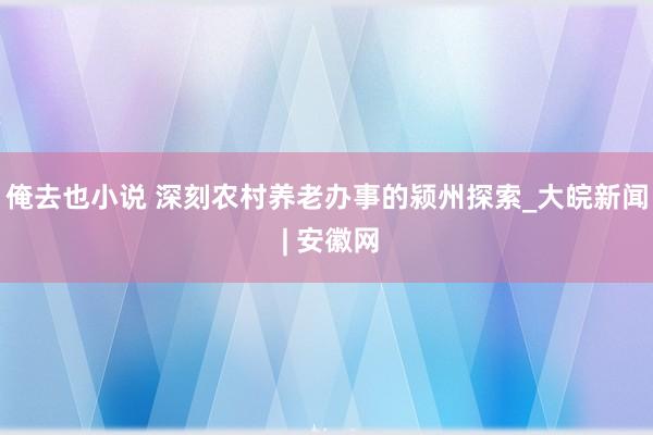 俺去也小说 深刻农村养老办事的颍州探索_大皖新闻 | 安徽网