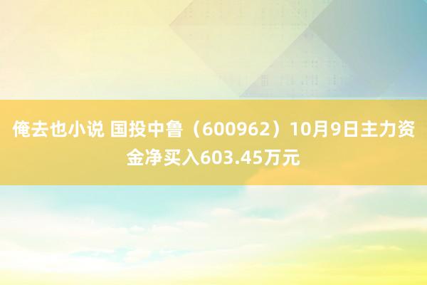 俺去也小说 国投中鲁（600962）10月9日主力资金净买入603.45万元