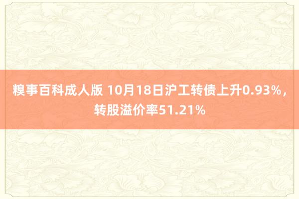 糗事百科成人版 10月18日沪工转债上升0.93%，转股溢价率51.21%