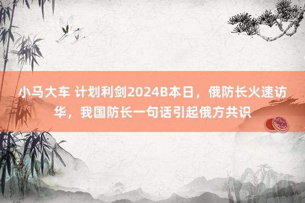 小马大车 计划利剑2024B本日，俄防长火速访华，我国防长一句话引起俄方共识