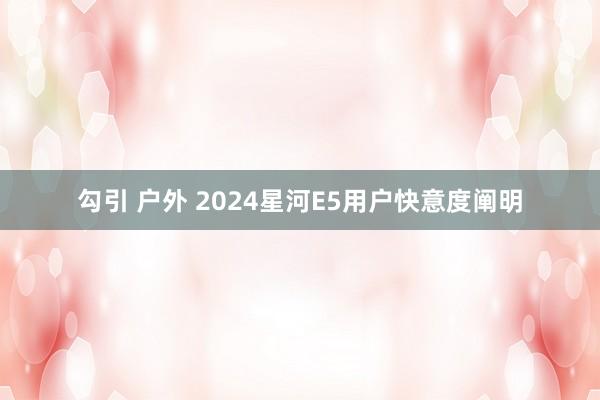 勾引 户外 2024星河E5用户快意度阐明