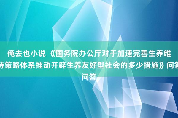 俺去也小说 《国务院办公厅对于加速完善生养维持策略体系推动开辟生养友好型社会的多少措施》问答