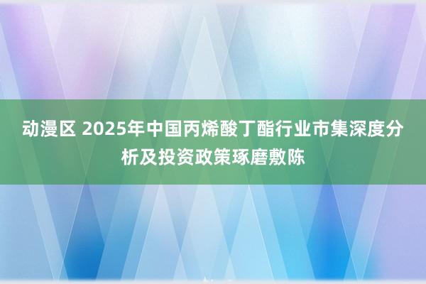 动漫区 2025年中国丙烯酸丁酯行业市集深度分析及投资政策琢磨敷陈