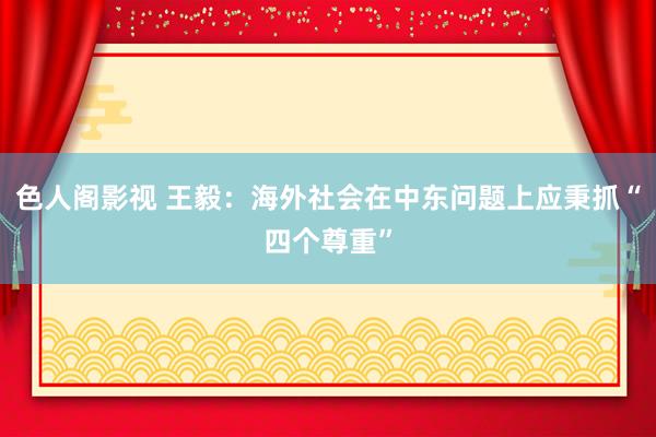 色人阁影视 王毅：海外社会在中东问题上应秉抓“四个尊重”