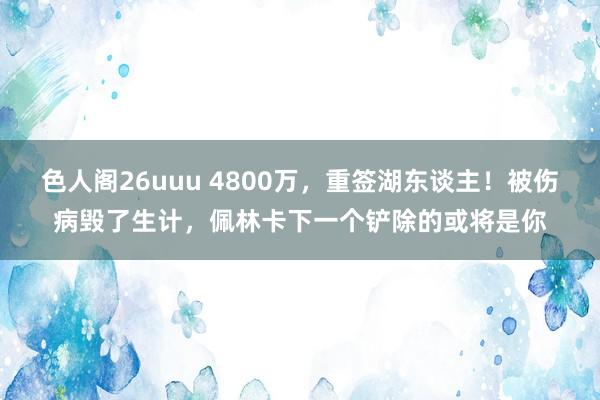 色人阁26uuu 4800万，重签湖东谈主！被伤病毁了生计，佩林卡下一个铲除的或将是你