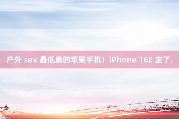 户外 sex 最低廉的苹果手机！iPhone 16E 定了.