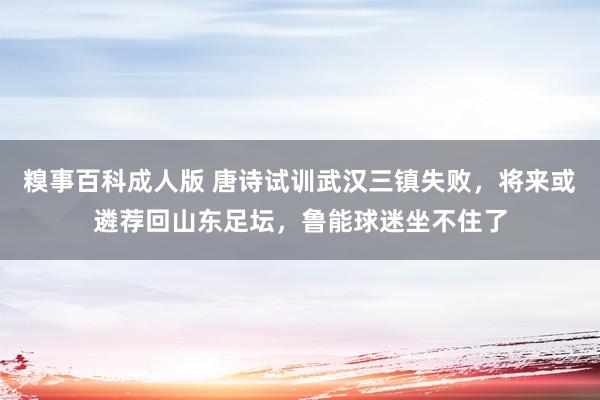 糗事百科成人版 唐诗试训武汉三镇失败，将来或遴荐回山东足坛，鲁能球迷坐不住了